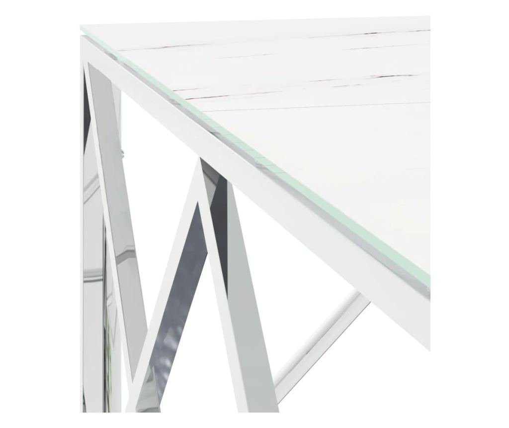 Stolić za kavu, srebrni, 80x80x40 cm, nehrđajući čelik i staklo - 5