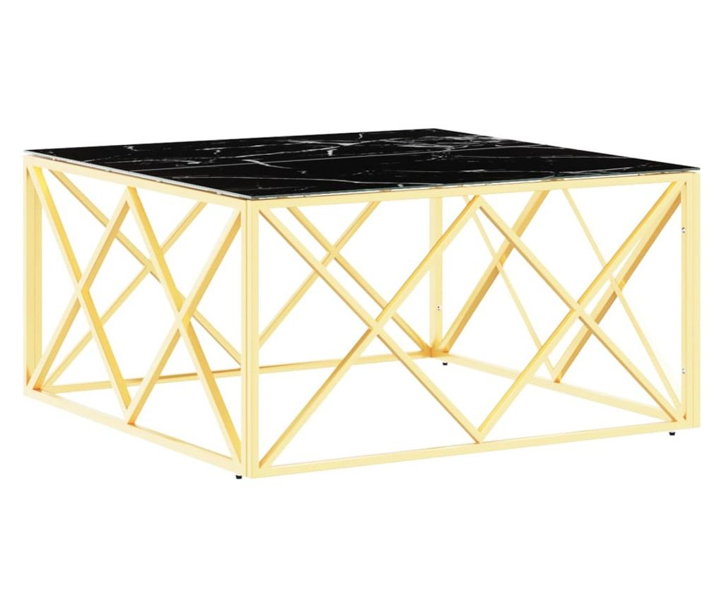 Stolić za kavu, zlatni, 80x80x40 cm, nehrđajući čelik i staklo - 2