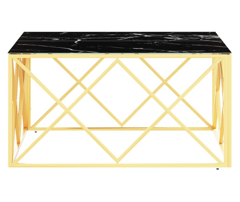 Stolić za kavu, zlatni, 80x80x40 cm, nehrđajući čelik i staklo - 3