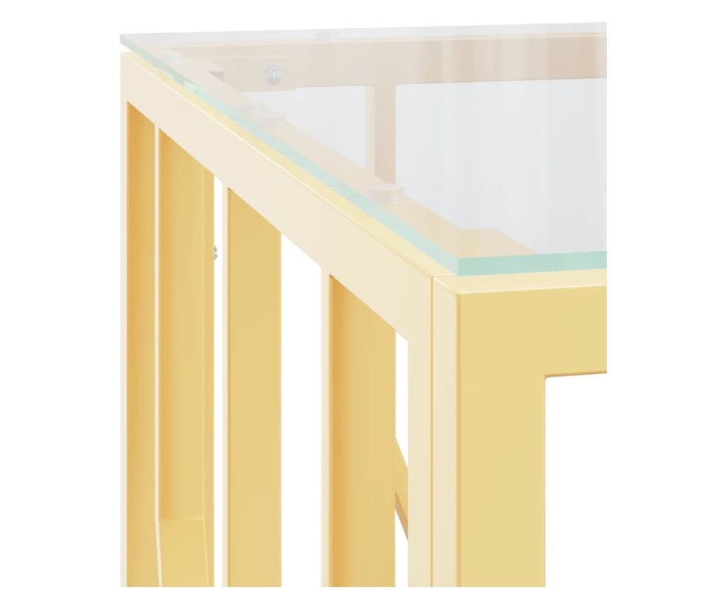 Stolić za kavu, zlatni, 50x50x50 cm, nehrđajući čelik i staklo - 5