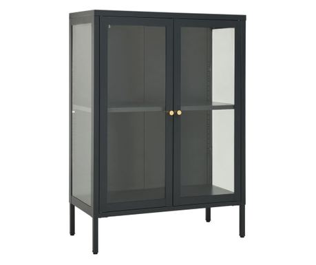 Έπιπλο μπουφέ, ανθρακί, 75x35x105 εκ., ατσάλι και γυαλί