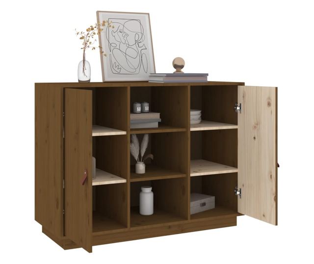 Stojalo, medeno rjavo, 100x40x75 cm, masivno borovo les.