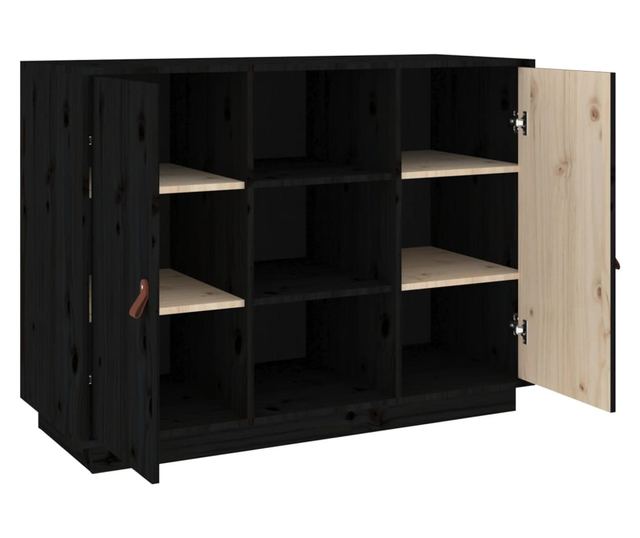 Stojalo, črno, 100x40x75 cm, masivna borovina