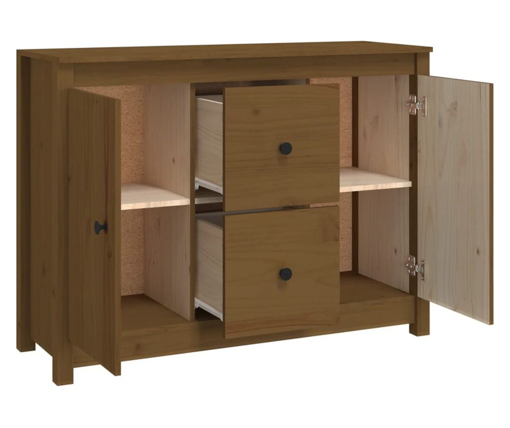 Stojalo, medeno rjavo, 100x35x74 cm, masivno borovo les. - 5