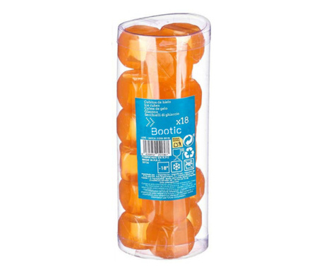 Set 18 cuburi de gheata Bootic®, refolosibile, pentru racirea bauturilor, cutie de depozitare inclusa - Portocaliu