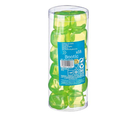Set 18 cuburi de gheata Bootic®, refolosibile, pentru racirea bauturilor, cutie de depozitare inclusa - Verde
