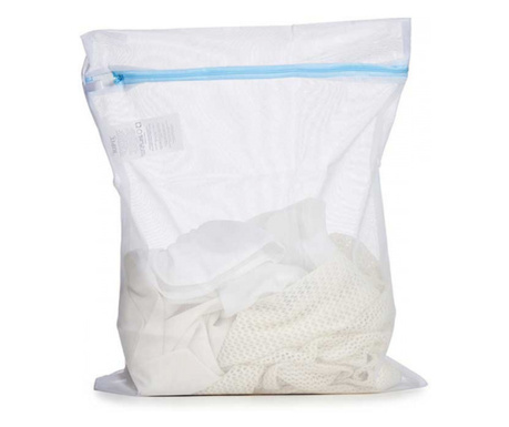 Saculet textil Bootic®, pentru depozitare, spalare si uscare rufe delicate, 40x50 cm, alb