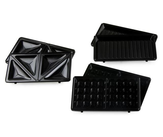 Aparat de sandwich 3 in 1 Domo DO1105C cu placi interschimbabile, pentru pregatire sandwich, grill sau waffe, 750 W