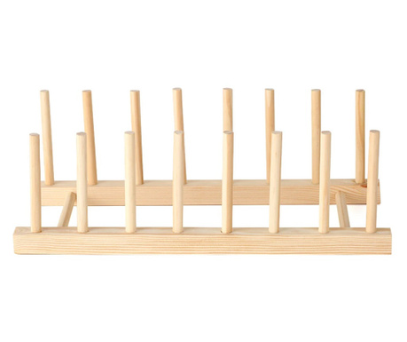 Suport Pufo din lemn pentru organizare si depozitare farfurii si vase, 32 x 12 cm