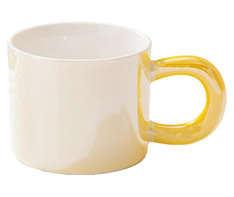 Cana ceramica Pufo Glossy pentru ceai, cafea, 250 ml, galben