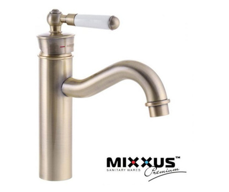 Смесител за мивка Mixxus Premium Vintage Bronze 001-B, цвят бронз, едноръкохватков, включени връзки