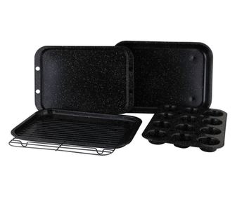 Set de coacere Royalty Line RL-5RB, 5 bucăți, Oțel carbon, Negru