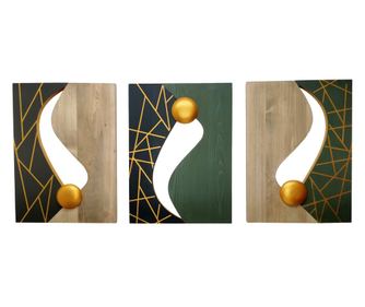 Ξύλινη Διακόσμηση Τοίχου, 3 Τεμάχια, 36x49 εκ.