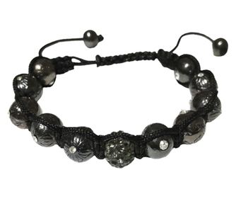 Bratara cu pietre Hematit si Charm, Negru, 145BJ