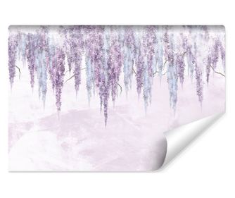 Muralo Fotótapéta a Hálószobába Akvarellel Festett lilás-kék Virágok Vlies, Fali dekoráció 180x120cm