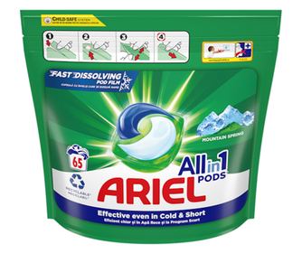 ARIEL ALLIN1 PODS DETERGENT CAPSULE MOUNTAIN SPRING 65BUC
