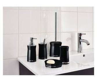 Suport pentru periute de dinti Ridder Disco, negru lucios / argintiu, plastic acrilic