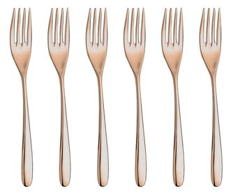 Set 6 furculite fel principal INOXRIV NOVECENTO PINK GOLD, otel inoxidabil 18/10, L20,5cm, grosime 3,5mm, finisaj lucios