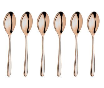 Set 6 lingurite desert INOXRIV NOVECENTO PINK GOLD, otel inoxidabil 18/10, L15,5cm, grosime 3,5mm, finisaj lucios