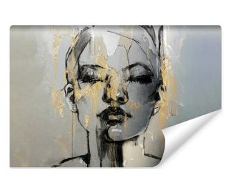 Fototapeta abstraktní dekorace na obličej moderní betonová zeď s módním 3D efektem a zlatými barevnými prvky  450x300cm