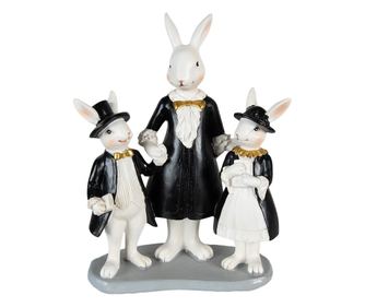 Húsvéti nyuszi figura, fehér és fekete polystone, 16x8x21 cm