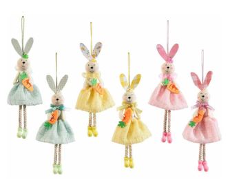 Set od 6 tekstilnih figurica uskrsnog zeca 7x19,5 cm