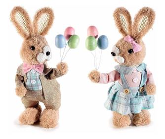 Set od 2 tekstilne figurice uskrsnog zeca 11x9x25,5 cm
