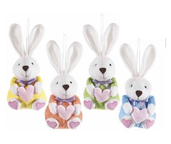 Komplet 4 figuric zajčkov z vrečko 8x7x18 cm