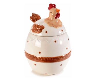 2 darabos dekoratív tyúk tárolóedény készlet, 13,5x20 cm