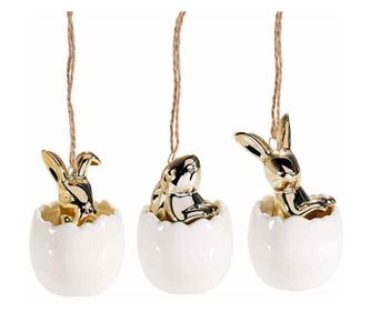 9 darabos dekoratív porcelán húsvéti tojás készlet, 5,5x9,5 cm