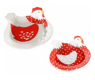 Σετ 2 Γυάλινες Πιατέλες Κοτόπουλο 24x22 εκ., 20x18.5 εκ.