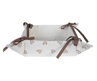 Fehér és barna pamut húsvéti nyuszi kosár 35x35x8 cm