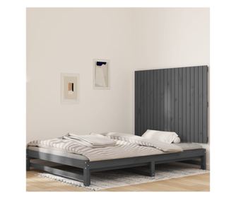 Falra szerelhető ágyfejtámla, szürke, 127,5x3x90 cm, tömör fenyőfa