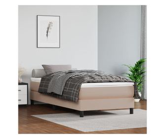 Кутия за пружини за легло с матрак, капучино, 100x200 см изкуствена кожа