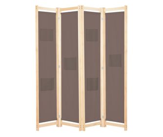 Paravan za sobu s 4 panela, smeđi, 160x170x4 cm, tekstil