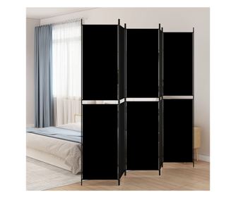 5 rszes fekete szobaelvlaszt, 250x220 cm, textil