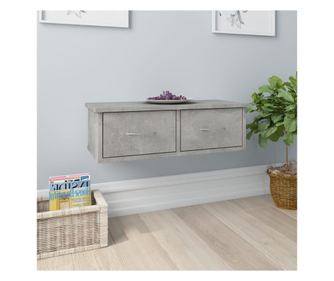 Dulap de perete cu sertare, gri beton, 60x26x18,5 cm, PAL