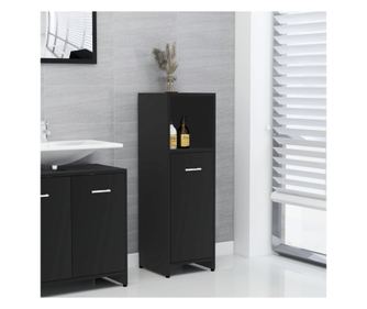 Kupaonski ormarić, crni, 30 x 30 x 95 cm, iverica