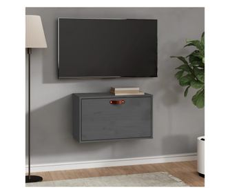 Zidni ormarić, sivi, 60x30x35 cm, masivno borovo drvo