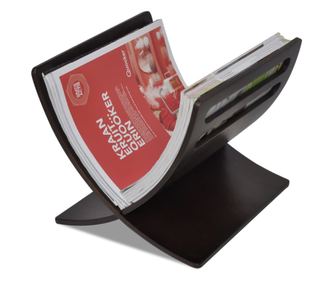 Dřevěný stojan na časopisy, vertikální, hnědý