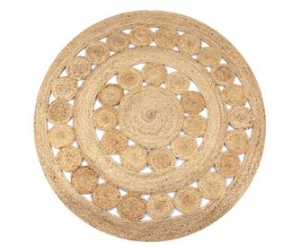 Preprosto preproga iz jute z pletenim dizajnom, 120 cm okrogla