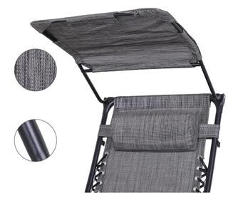 Zéró gravitáció szék napellenzővel és pohártartóval 2 db, több színben-szürke