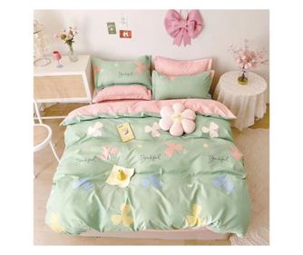 SET LENJERIE DE PAT DUBLU, 6 PIESE, CU ELASTIC, BUMBAC FINET, MULTICOLOR, CASA DE VIS ONLINE, T-244