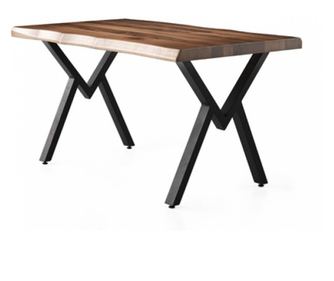 Masa living, picioare metalice si blat din lemn, Otto Lux Studio Casa, 140 x 80 x 75 cm, Maro / Negru