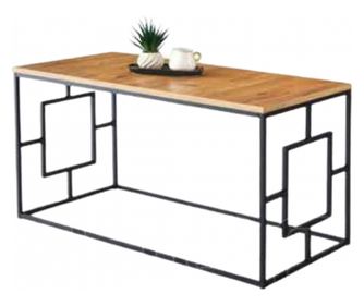 Masuta cafea Minimalista, Studio Casa, din metal si lemn, 100x5x52 cm, Maro / Negru