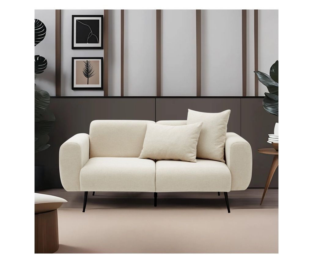 Canapea cu 2 locuri, lateral - crem 