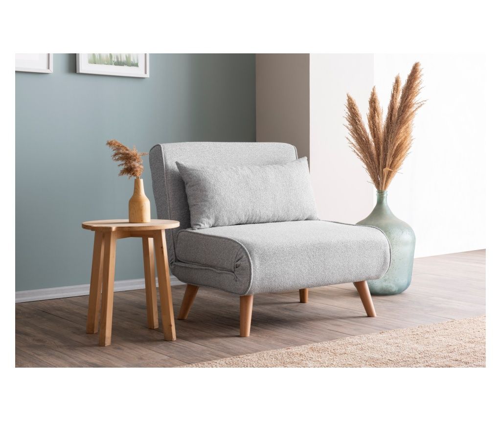 Canapea-canapea cu 1 loc, Folde Single - Teddy Fabric - Gri 