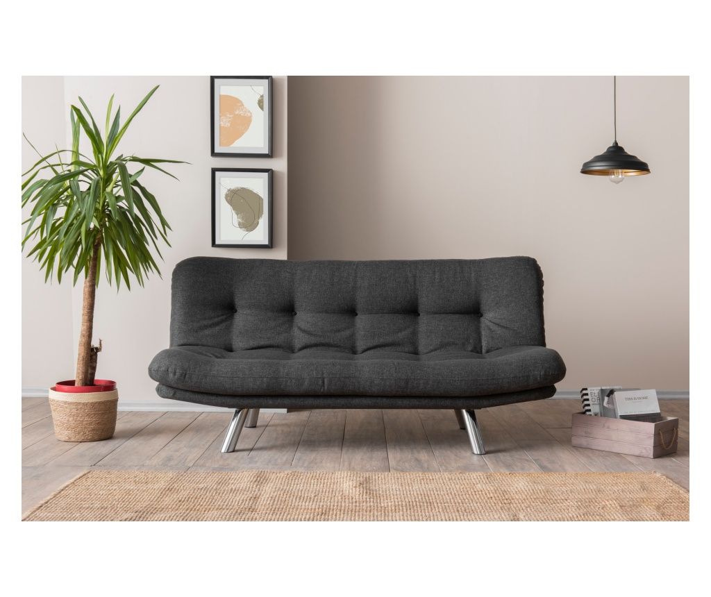 Three-seater Sofa Bed, Misa Small - Dark Grey