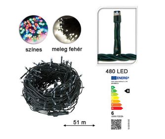 LED fényfüzér választható méretben és színben-480 LED-es -melegfehér