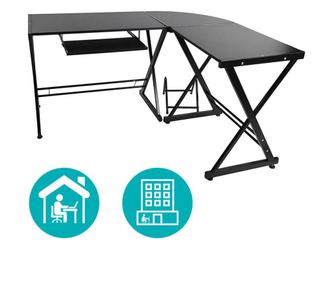 Psací stůl ve tvaru L-černá